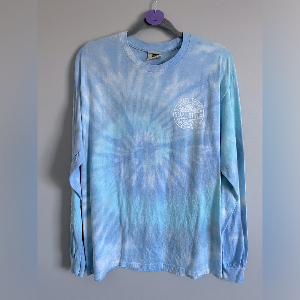 Pastel Tie-Dye Graphic Daytona Beach Surf Long Sleeve Tshirt